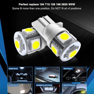 Marsauto 194 Bombilla LED 6000K 168 T10 2825 5SMD Bombillas LED de repuesto para cúpula de coche, mapa, puerta, cortesía, luces de matrícula (paquete de 10) - Imagen 6