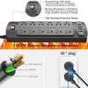 Regleta de alimentación, protector contra sobretensiones Tcstei con 12 salidas y 4 puertos USB, cable de extensión de 6 pies (1875 W/15 A) para el Home & Kitchen, oficina, dormitorio Essentials, 2700 julios, lista ETL, (negro) - Imagen 6