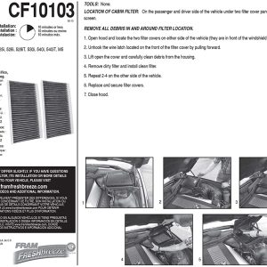 Filtro de aire de cabina FRAM Fresh Breeze con bicarbonato de sodio Arm & Hammer, CF10103 para vehículos BMW - Imagen 4