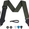 tifanso Correa de guitarra, correas de guitarra de algodón suave con 3 soportes para púas, adaptador de cabezal de botón de correa, 1 par de cierres de correa y 3 púas de guitarra para guitarra eléctrica/acústica (verde militar)