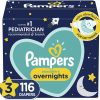 Pañales Pampers, tamaño 3, 116 unidades, pañales desechables para bebés Swaddlers Overnights, paquete enorme (el embalaje puede variar)