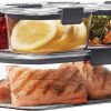Contenedores de almacenamiento de Food & Beverages a prueba de fugas Rubbermaid Brilliance con tapas herméticas, juego de 4 (8 piezas en total) | Sin BPA y resistente a las manchas.