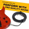 Cable de instrumento de audio GLS - Cable de amplificador para bajo y guitarra eléctrica - Cable de instrumento de ángulo recto a derecho de 1/4 pulgadas - Tweed trenzado negro/gris, 6 pies - Imagen 8