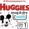 Huggies Snug & Dry Baby Pañales, tamaño 1, 256 unidades, suministro para un mes