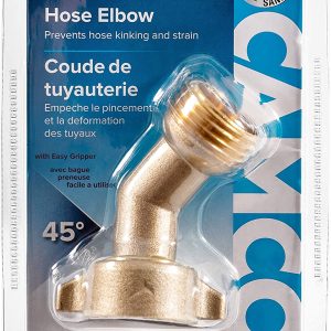 Camco Codo de manguera de 45 grados: elimina el estrés y la tensión en los accesorios de manguera de entrada de agua de RV, latón macizo (22605) - Imagen 3