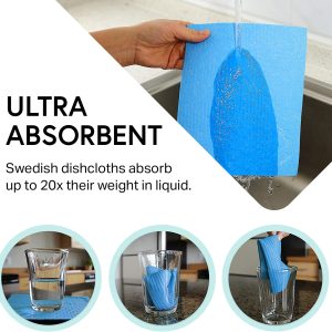 Paños para platos suecos al por mayor suecos - Paquete de 10 toallas de mano absorbentes y reutilizables para Home & Kitchen, encimeras y platos de lavado - Paño de esponja de celulosa - Regalos ecológicos - Surtidos - Imagen 5