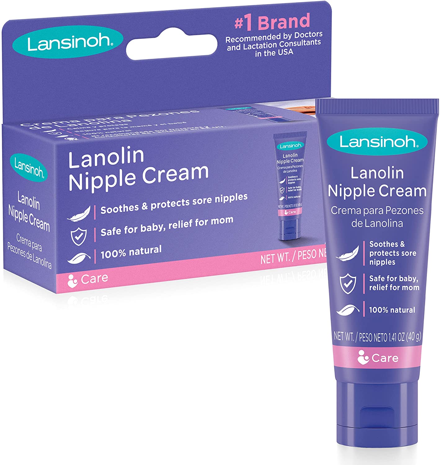 Lansinoh Lanolin - Crema para pezones, segura para el bebé y la mamá,  esenciales para la lactancia materna, 2.82 onzas, paquete de 2