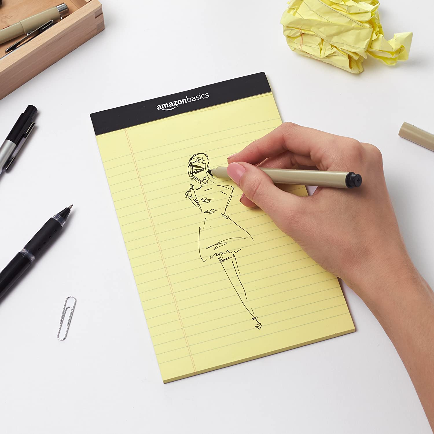 Amazon Basics Bloc de notas de escritura con rayas estrechas de 5 x 8 pulgadas, paquete de 12 (blocs de 50 hojas), canario - Imagen 7