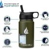HYDRO CELL Botella de agua de acero inoxidable con pajita y tapas de boca ancha (64oz 40oz 32oz 24oz 18oz 14oz) - Mantiene los líquidos perfectamente calientes o fríos con diseño deportivo de doble pared aislado al vacío a prueba de sudor (Army 14oz) - Imagen 3