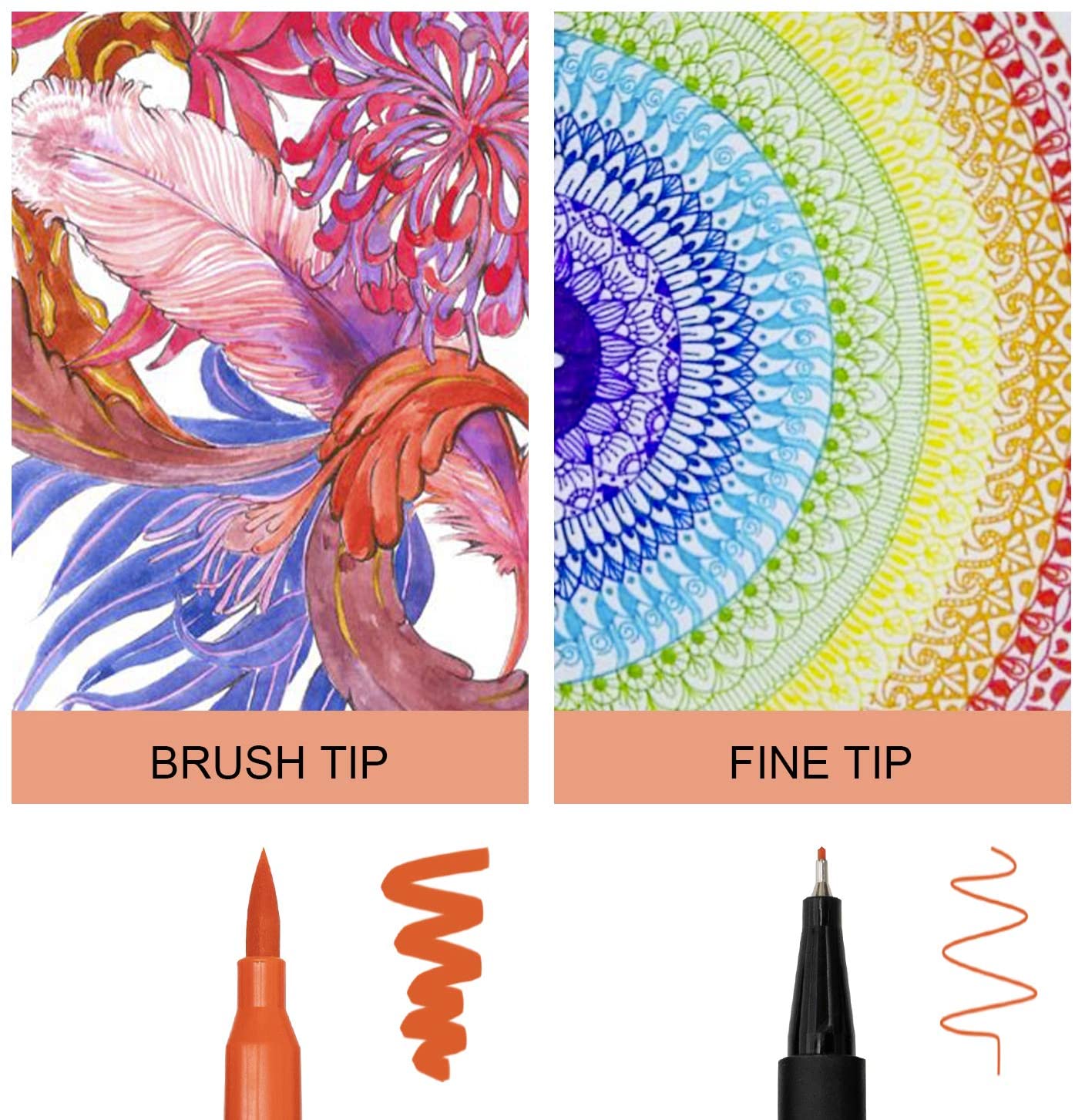 Rotuladores de doble pincel para colorear, 24 rotuladores de colores, rotuladores de punta fina y punta de pincel para niños, adultos, libros para colorear, diarios de bala, planificadores, toma de notas, escritura para colorear - Imagen 6