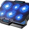 Almohadilla de refrigeración para portátil, refrigerador para portátil con 6 ventiladores LED silenciosos para soporte de ventilador de refrigeración para portátil de 15,6 a 17 pulgadas, almohadilla de refrigeración portátil ultradelgada alimentada por USB para juegos, función de velocidad del ventilador de control de interruptor