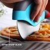 Rueda cortadora de pizza Kitchy con protector de cuchilla, rebanadora súper afilada y fácil de limpiar, acero inoxidable (azul) - Imagen 2