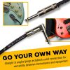 Cable de instrumento de audio GLS - Cable de amplificador para bajo y guitarra eléctrica - Cable de instrumento de ángulo recto a derecho de 1/4 pulgadas - Tweed trenzado negro/gris, 6 pies - Imagen 2