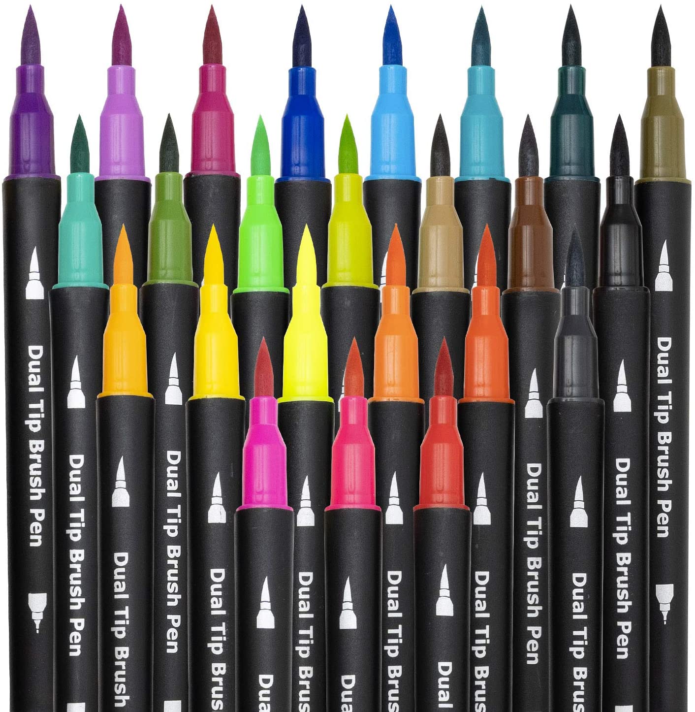 Rotuladores de doble pincel para colorear, 24 rotuladores de colores, rotuladores de punta fina y punta de pincel para niños, adultos, libros para colorear, diarios de bala, planificadores, toma de notas, escritura para colorear - Imagen 4