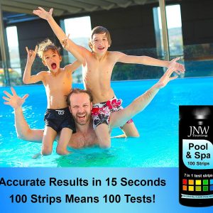 Tiras de prueba JNW Direct para piscina y spa, tiras de prueba rápidas y precisas para piscina, kit de prueba de piscina 7-1, 100 tiras de prueba de bromo, pH, dureza y cloro, con libro electrónico y aplicación, 100 tiras de prueba de agua - Imagen 8