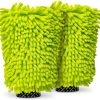 Chenille Premium - Manopla de lavado de microfibra sin arañazos, color verde (paquete de 2)
