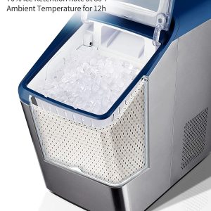 Gevi Counter Top Nugget Ice Maker con aislamiento grueso | Máquina portátil de hielo en pellets con autolimpieza | Producción silenciosa máxima de 29 lb/día | Carcasa de acero inoxidable | Diseño elegante para Home & Kitchen casera RV (azul) - Imagen 3