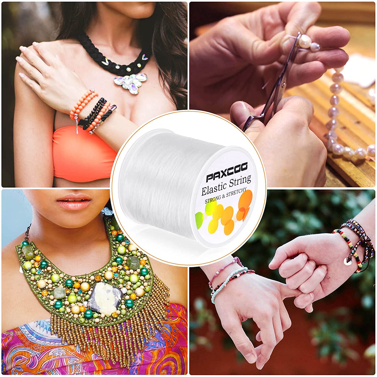 Paxcoo, cordón elástico de 1mm para pulsera, cordón elástico transparente para fabricación de joyas y pulseras - Imagen 7