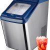Gevi Counter Top Nugget Ice Maker con aislamiento grueso | Máquina portátil de hielo en pellets con autolimpieza | Producción silenciosa máxima de 29 lb/día | Carcasa de acero inoxidable | Diseño elegante para Home & Kitchen casera RV (azul)