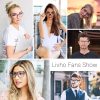 livho - Juego de 2 anteojos de bloqueo de luz azul, lectura de computadora/juegos/TV/teléfonos para mujeres y hombres, antifatiga ocular y reflejos UV (negro claro+transparente) - Imagen 6