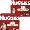 Pañales para bebés recién nacidos (128 ct) y tamaño 1 (198 ct), Huggies Little Snugglers