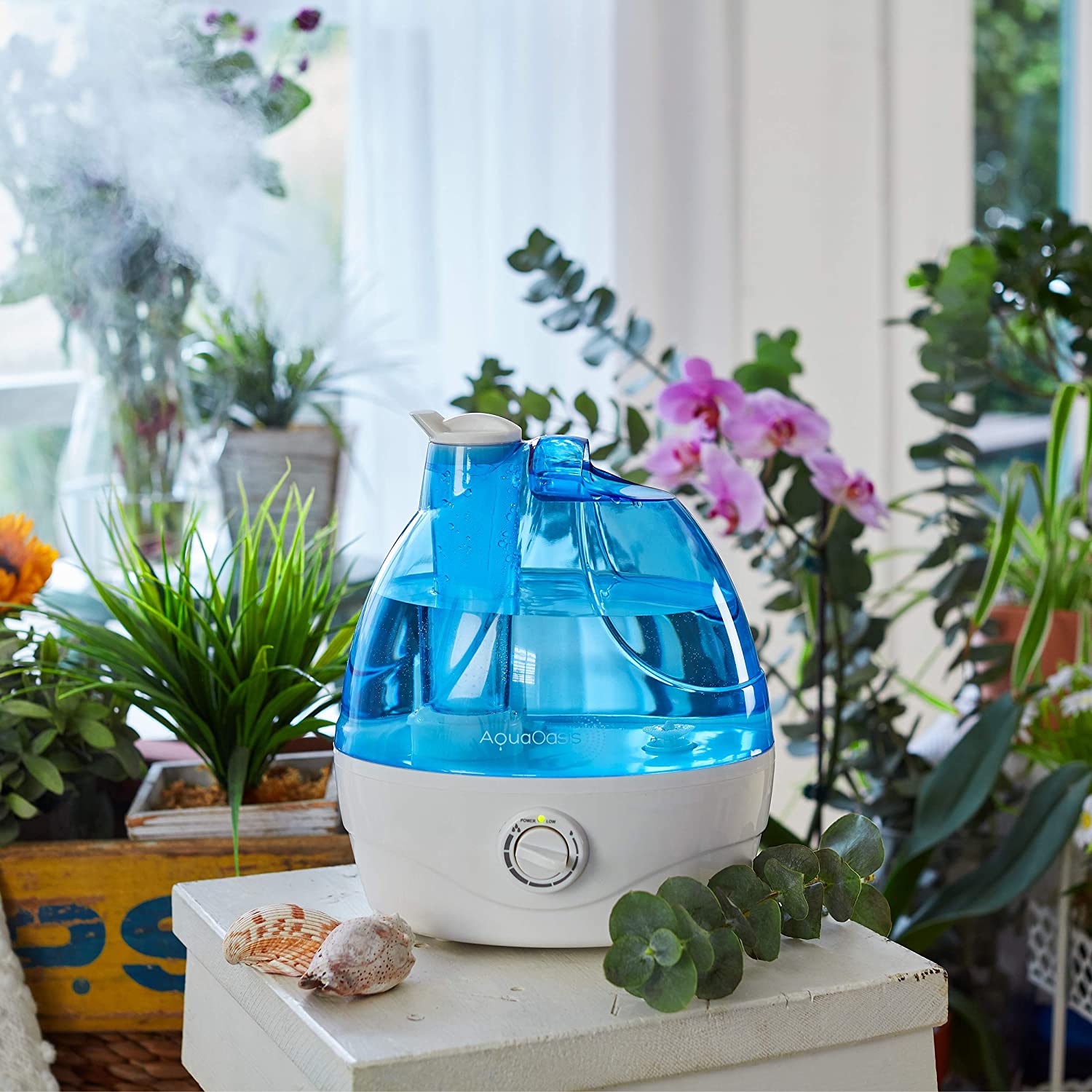 Humidificador de vapor frío AquaOasis™ {tanque de agua de 2,2 l}  Humidificadores ultrasónicos silenciosos para dormitorios y habitaciones  grandes – Boquilla de rotación ajustable de -360°, apagado automático, humidificadores  para bebés, guarderías