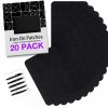 HTVRONT Parches para planchar para reparación de Apparel, parches de tela para planchar, kit de decoración de reparación de color negro clásico, 20 piezas, parche para planchar, tamaño 3,7" x 4,9" (9,5 cm x 12,5 cm)