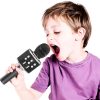 OVELLIC Micrófono de karaoke para niños, micrófono de karaoke inalámbrico Bluetooth con luces LED, máquina de altavoz de micrófono portátil de mano, grandes regalos juguetes para niñas niños adultos todas las edades (negro) - Imagen 7
