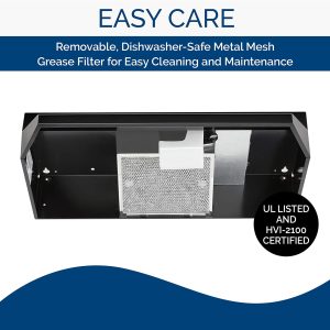 Broan-NuTone 423623 Inserto de campana extractora con ventilador de escape de luz para debajo del gabinete, 6.0 Sones, 190 CFM, 36 pulgadas, negro - Imagen 5