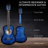 Best Choice Products - Kit de iniciación para guitarra acústica de madera para principiantes de 38 pulgadas con bolsa de transporte, sintonizador digital, 6 púas de celuloide, cuerdas de nailon, capo, tela, correa con soporte para púas, color azul - Imagen 3