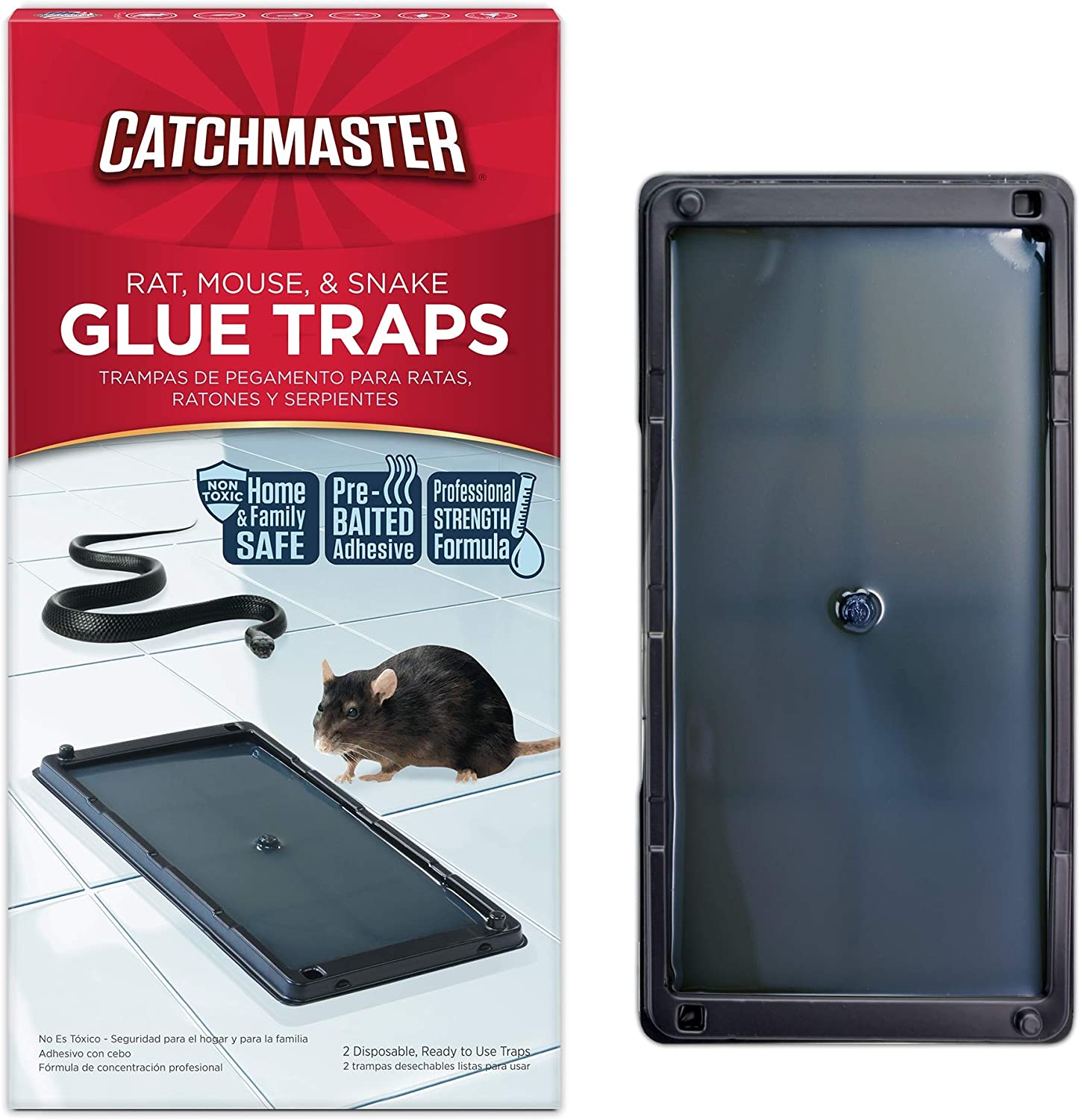 Catchmaster – de pegamento para ratones y serpientes con cebo, fuerza profesional, 6 bandejas de pegamento – Progresando.com