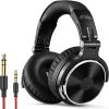 OneOdio - Auriculares con cable para colocar sobre las orejas, monitor de estudio y mezcla de DJ, auriculares estéreo con controladores de neodimio de 50 mm y conector de audio de 1/4 a 3,5 mm para AMP, computadora, grabación, teléfono, piano, guitarra, portátil, color negro