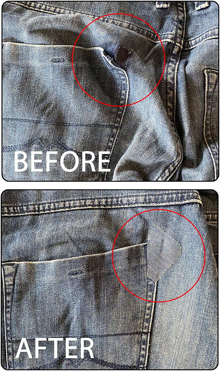 ZEFFFKA Parches de mezclilla de alta calidad para planchar en el interior y el exterior Pegamento más fuerte 100% algodón Kit de decoración de reparación de tonos surtidos de azul 12 piezas Tamaño 3" por 4-1/4" (7,5 cm x 10,5 cm) - Imagen 7