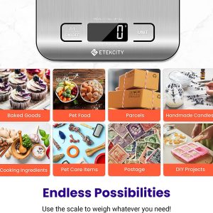 Etekcity Báscula de Home & Kitchen para Food & Beverages, gramos y onzas digitales para pérdida de peso, horneado, Home & Kitchen, Keto y preparación de comidas, mediano, acero inoxidable 304 - Imagen 6