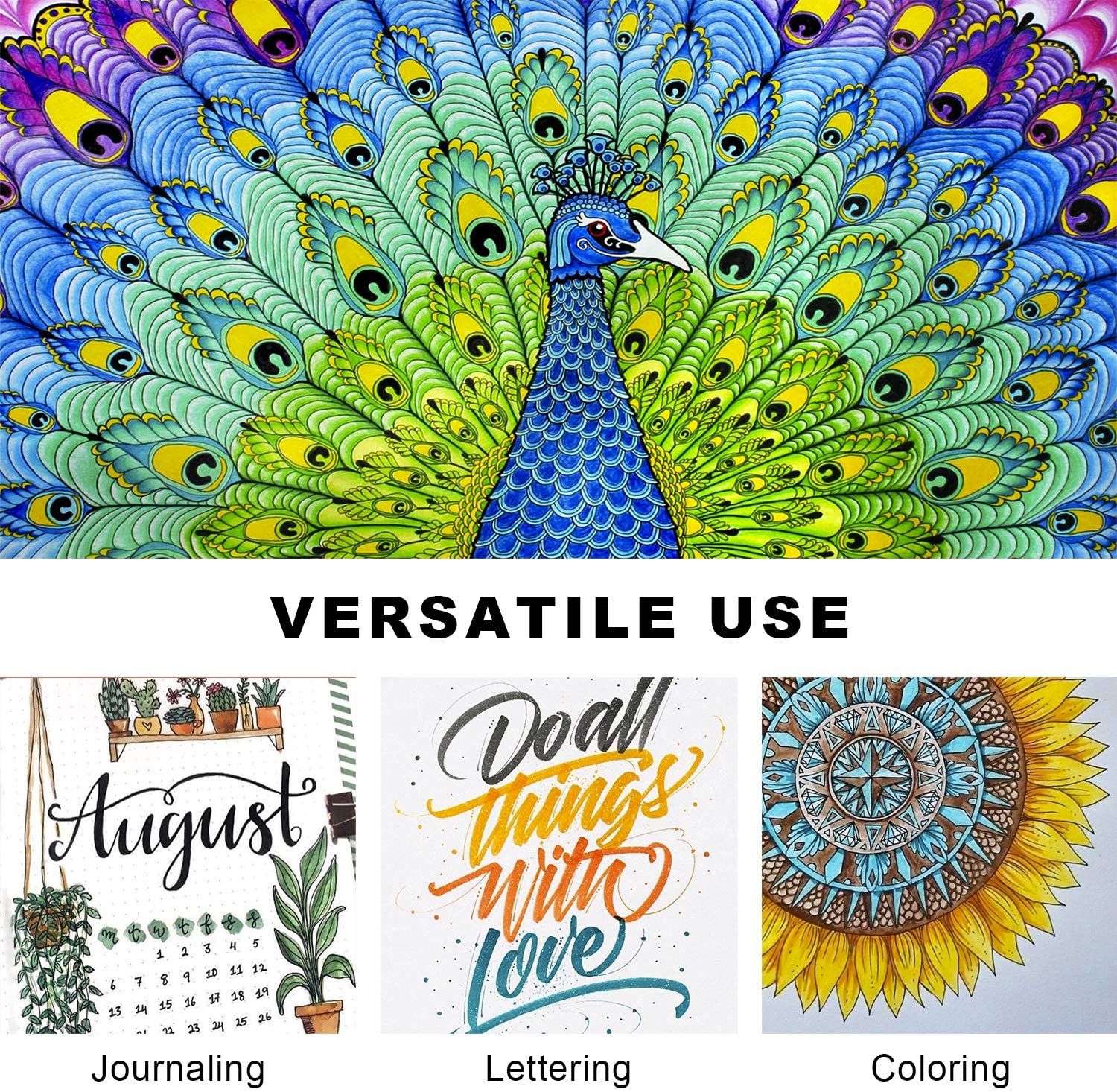 Rotuladores de doble pincel para colorear, 24 rotuladores de colores, rotuladores de punta fina y punta de pincel para niños, adultos, libros para colorear, diarios de bala, planificadores, toma de notas, escritura para colorear - Imagen 5