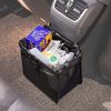 KMMOTORS Cubo de basura colgante plegable para automóvil, cesto de basura para automóvil, cubo de basura para automóvil, cuero vegano y organizador de Apparel Oxford para automóvil, accesorios para automóvil (mediano, negro) - Imagen 3