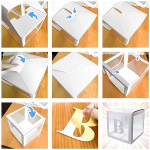 4 Pcs Transparente Globos Cajas Con 30 Cartas 10 Números 5 S