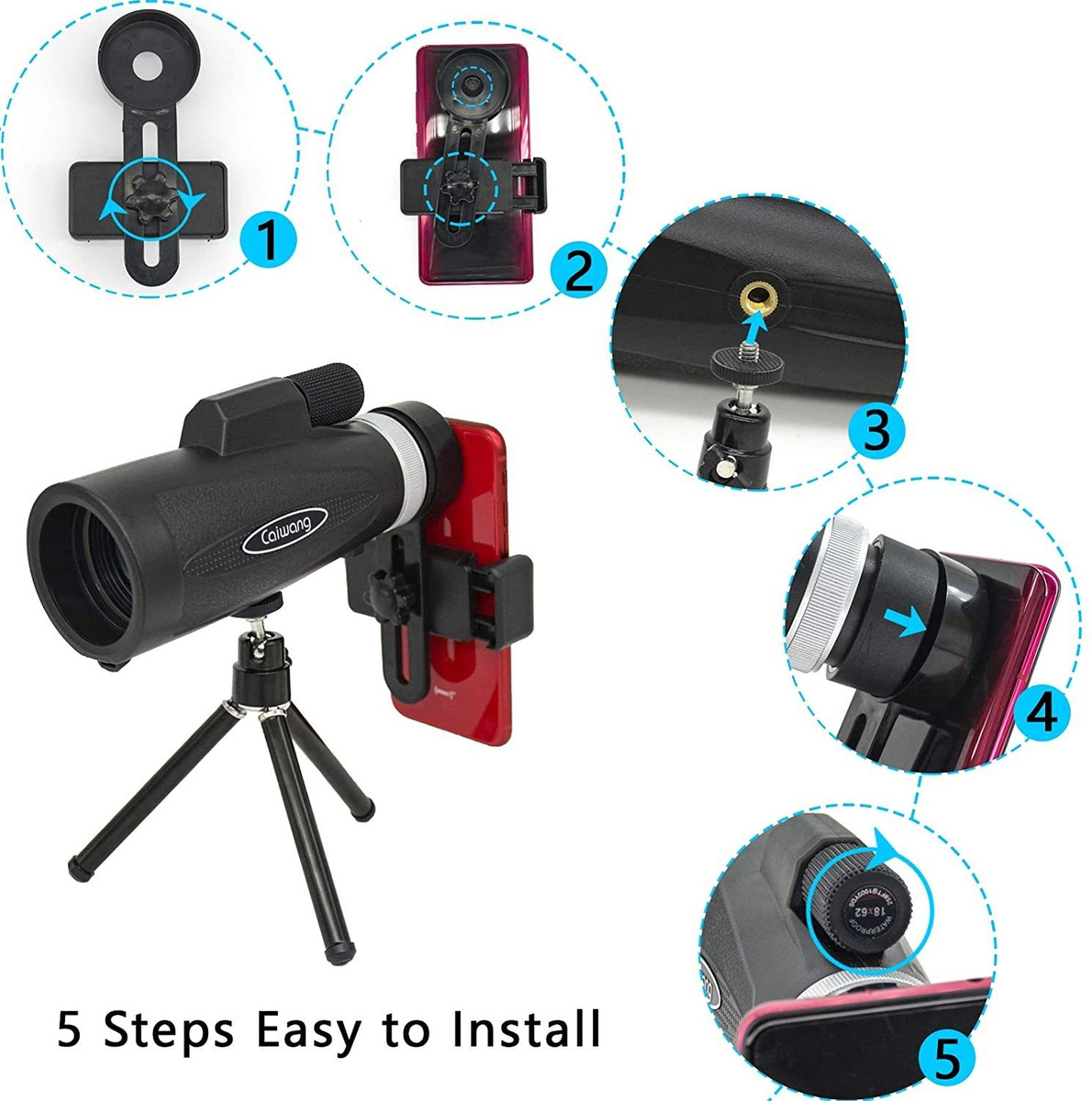 18x62 De Alta Definición Telescopio Monocular, De Alta Poten
