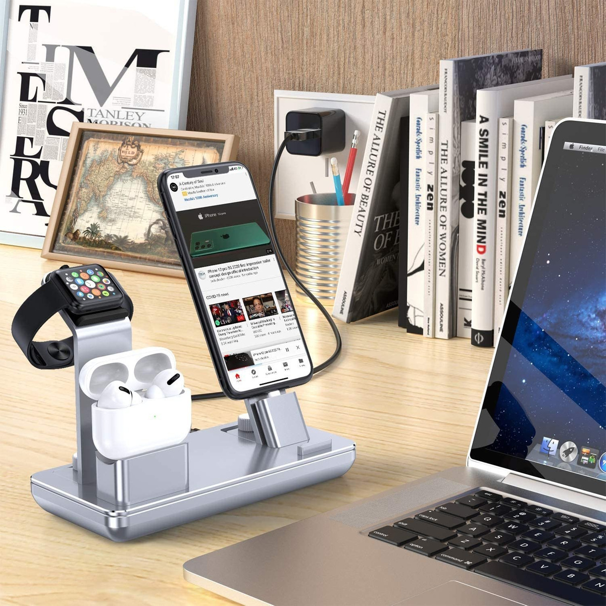 Yofew - Estación De Carga Para Apple Watch iPhone Y AirPods,