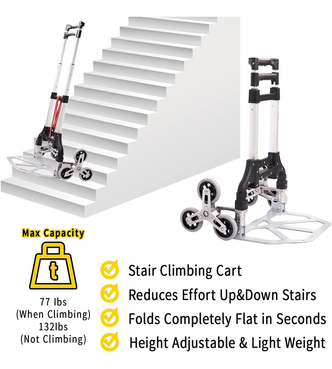 Subir Escaleras Carrito, Carro De Mano Plegable, De Aleación