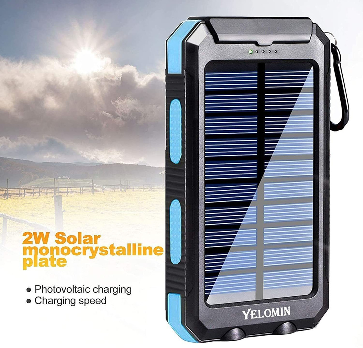 Yelomin - Cargador Solar Portátil, 20000 Ma, Batería De Rese