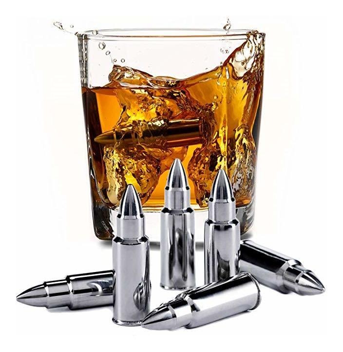 Acero Inoxidable En Forma De Bala Piedras Del Whisky Conjunt