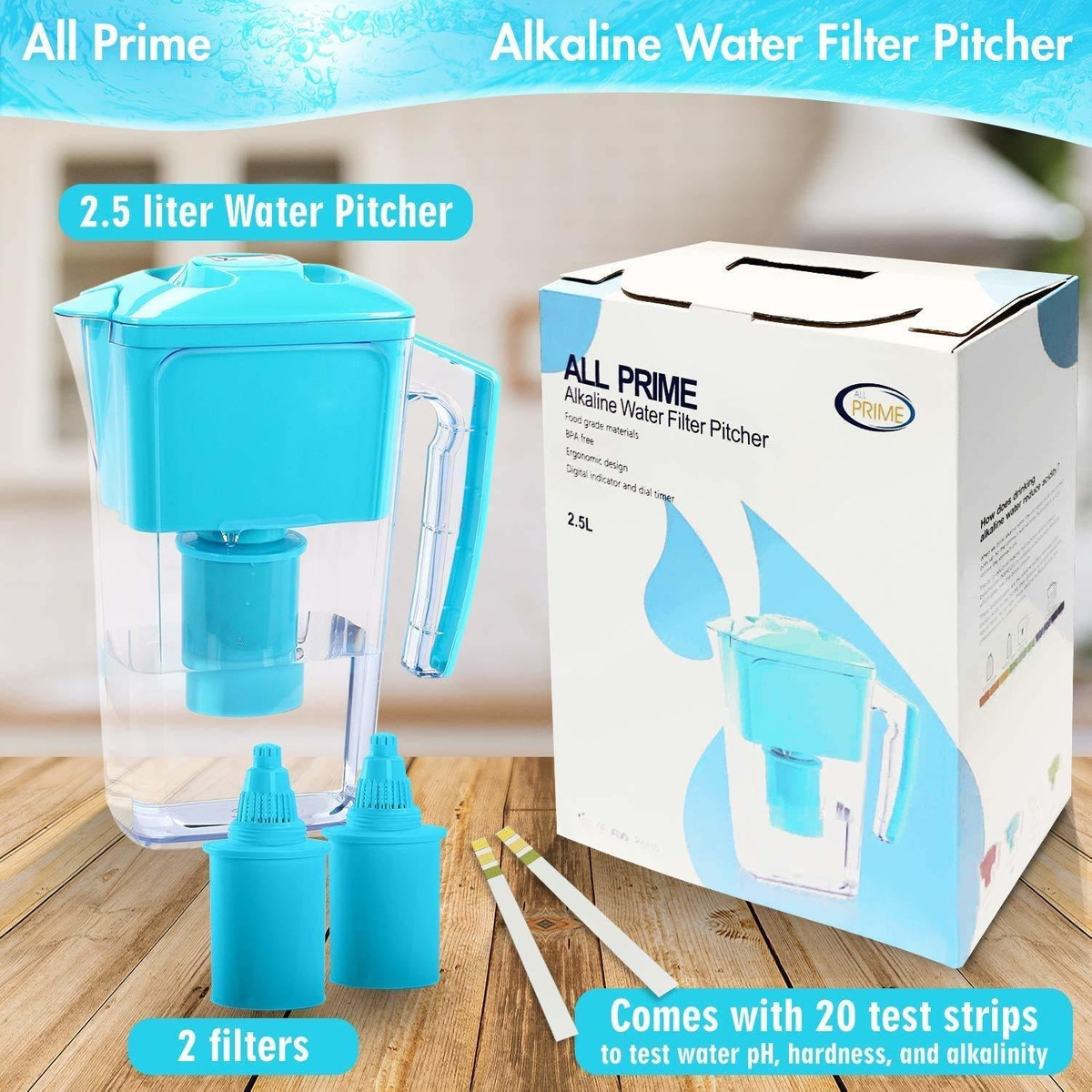 Todo Prime Jarra De Filtro De Agua Alcalina De 2,5 Litros Co