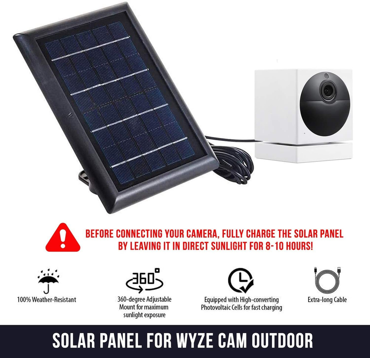 Wasserstein - Panel Solar Compatible Con Cámaras Wyze Cam Ou
