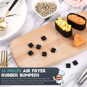 16 Piezas Freidora De Aire Parachoques De Goma Negro Bandeja
