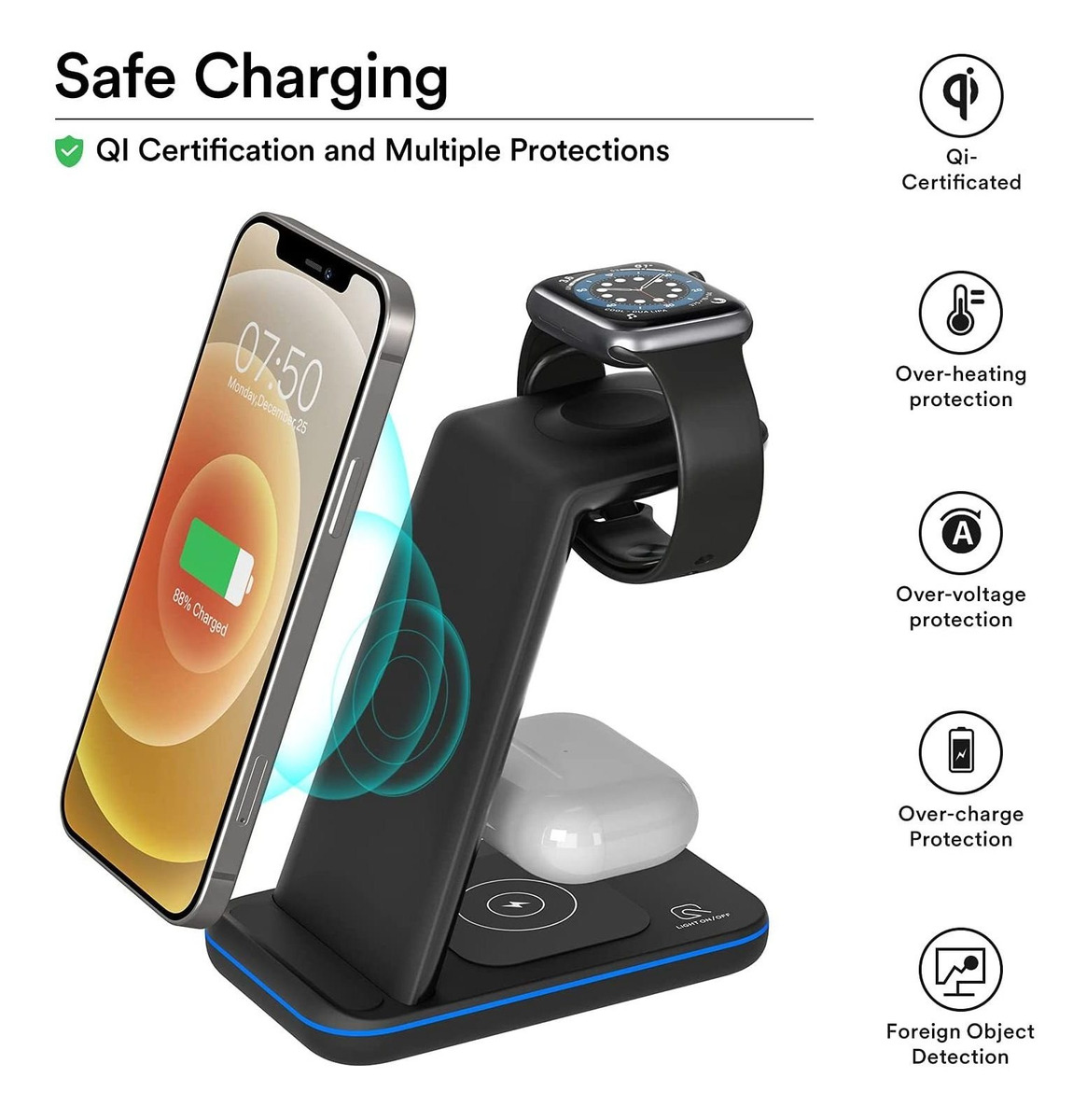 Cargador Inalámbrico Para Dispositivos Apple, Estación De Ca