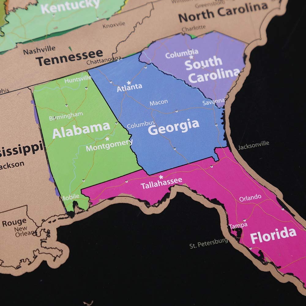 Anpro Rascar Ee.uu. Cartel Del Mapa - Negro Oro Raspada Mapa