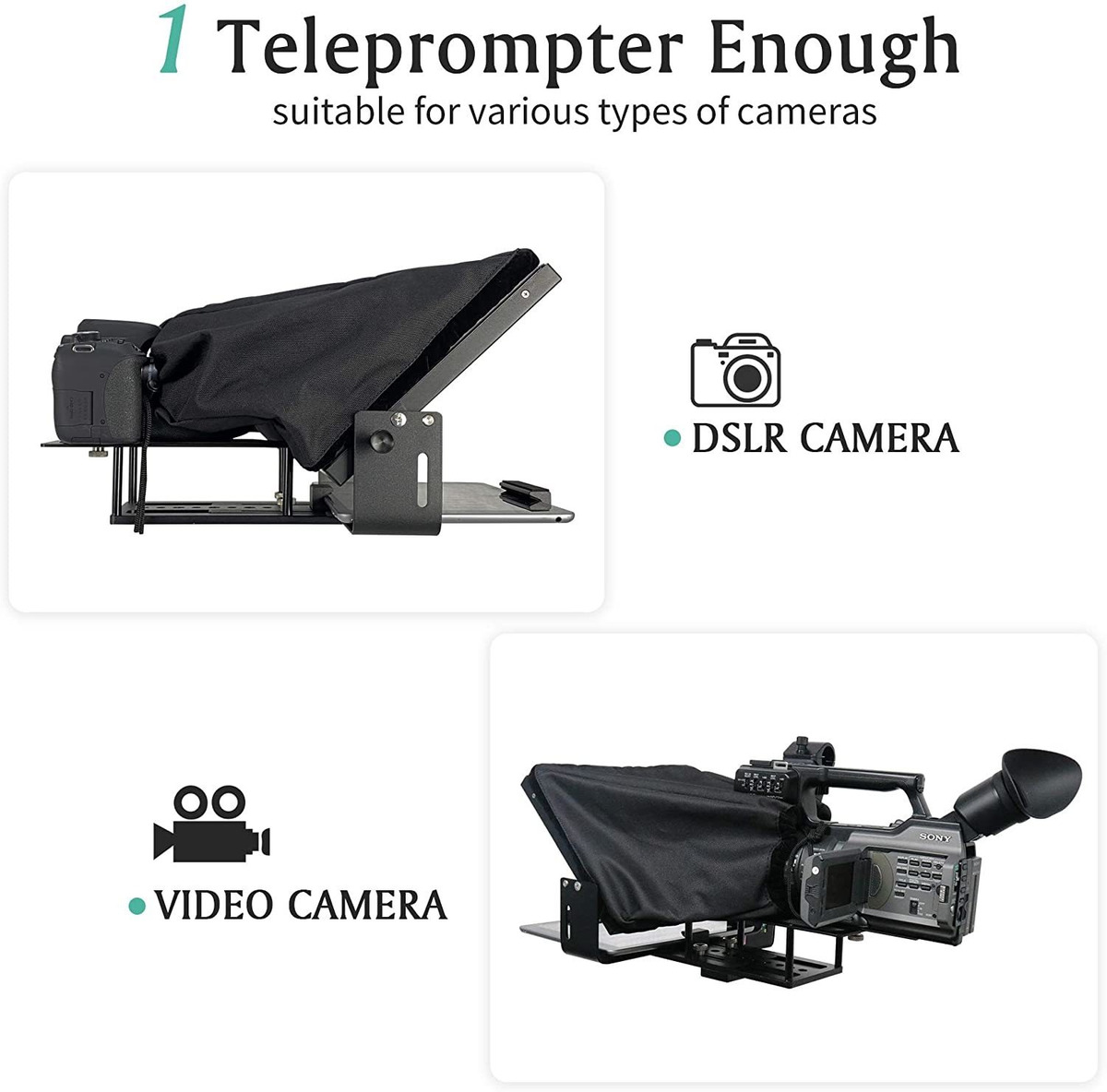 Teleprompters Portatiles Grandes De 12 Pulgadas Adecuados Pa