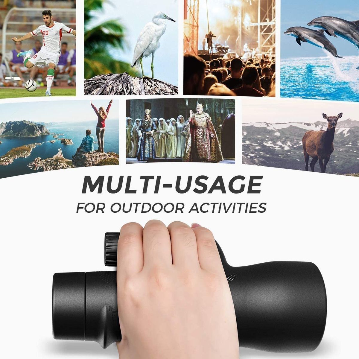 Telescopio Monocular De Alta Potencia De 12 X 55, Con Soport