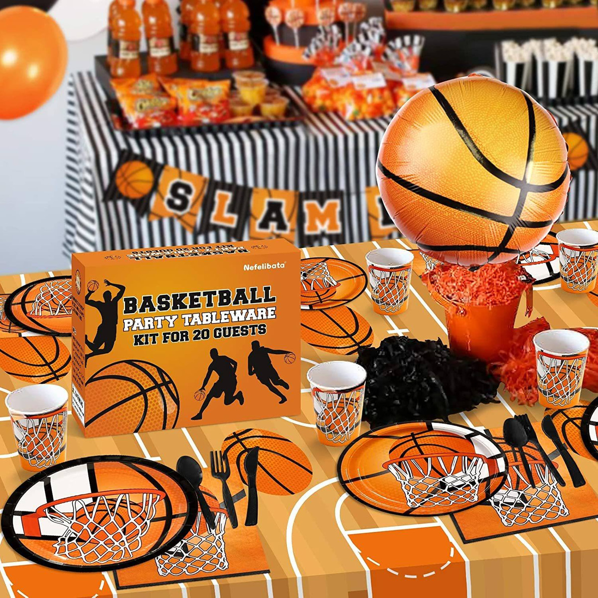 Partido De Baloncesto Vajilla Suministros Conjunto Sirve 20